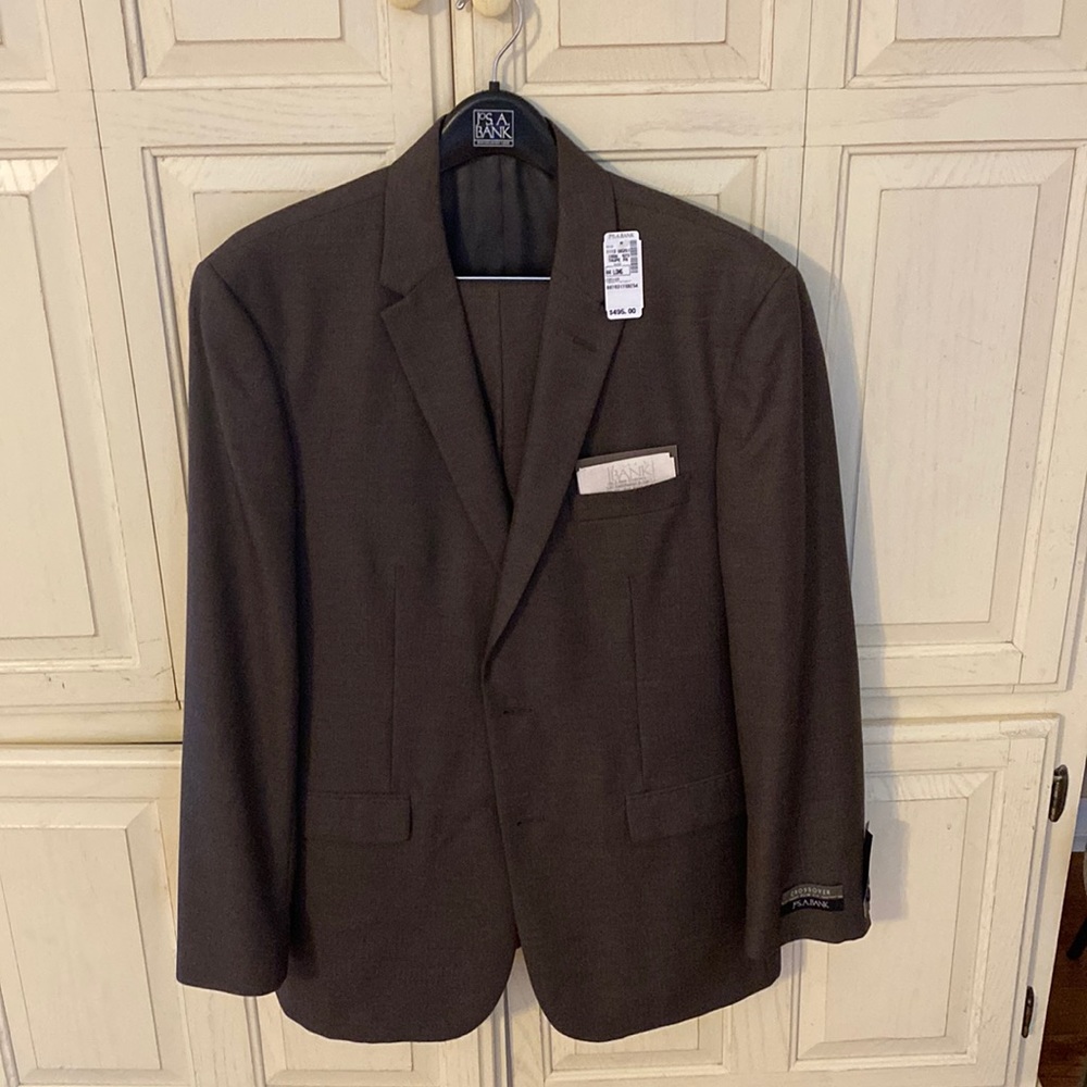 Brand-new 44 long brown suit from Jos A Bank
